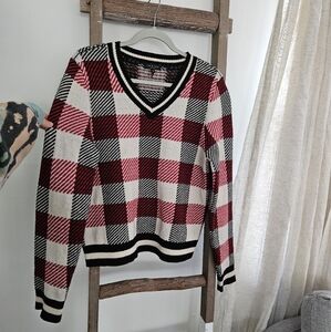 rag & bone Red and Black Checkered Sweater